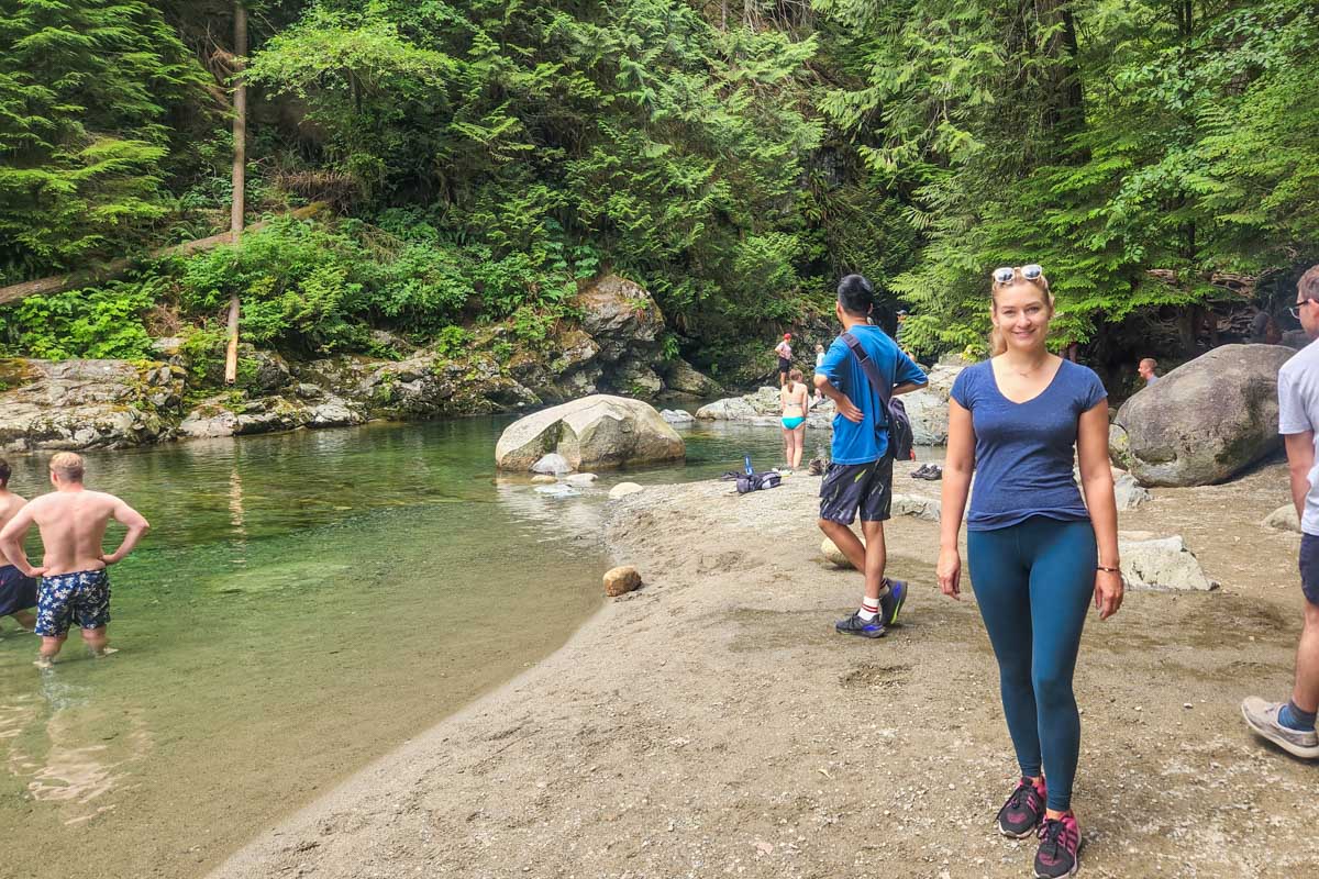 Bailey at one of the beaches in Lynn Canyon