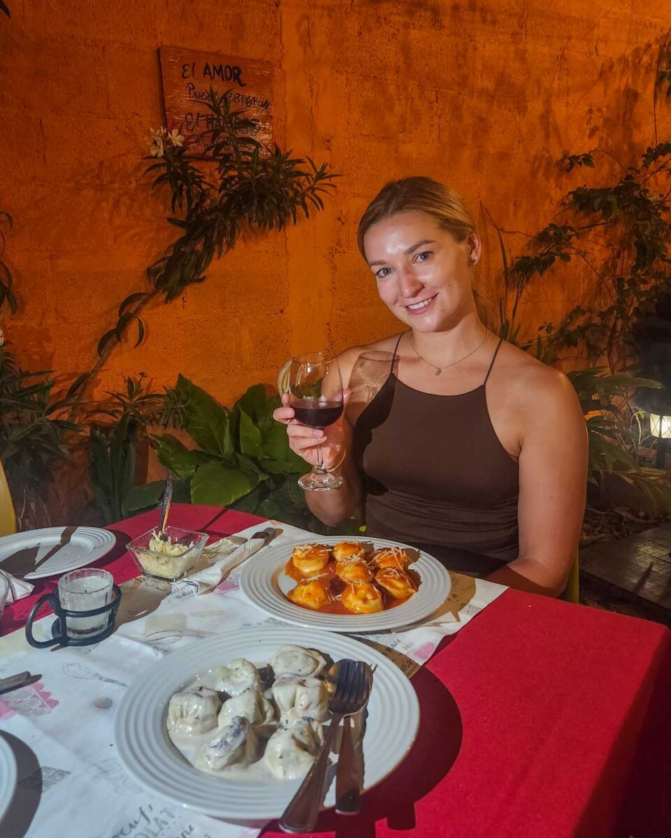 Bailey enjoys a pasta at San Giovanni Trattoria in Valladolid