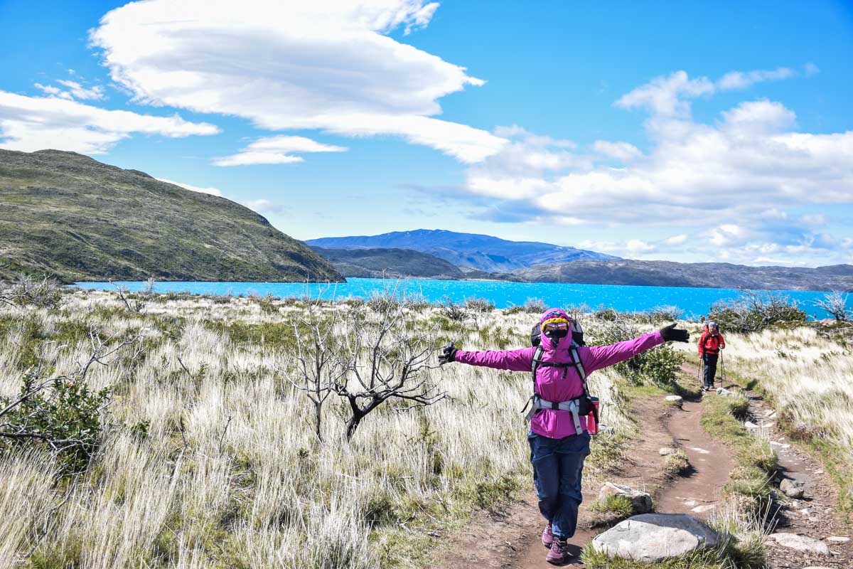 Bailey hikes in Torres del Paine NP