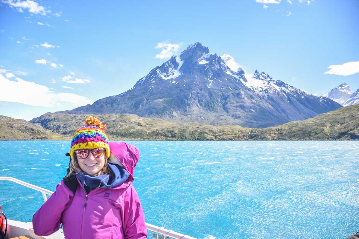 Bailey on a cruise to Paine Grande in Torres del Paine NP
