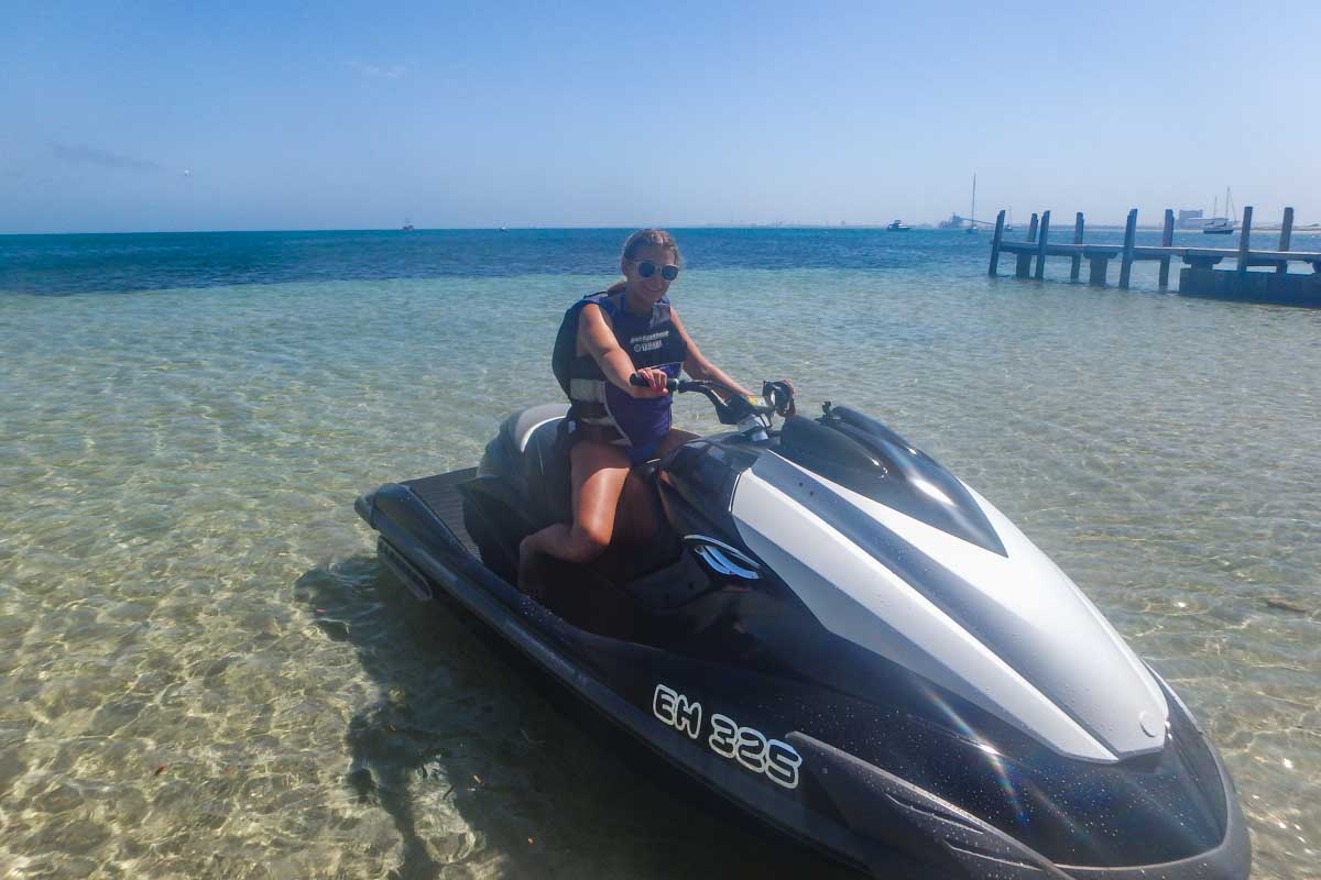 Bailey on a jet ski in Perth, Western Australia