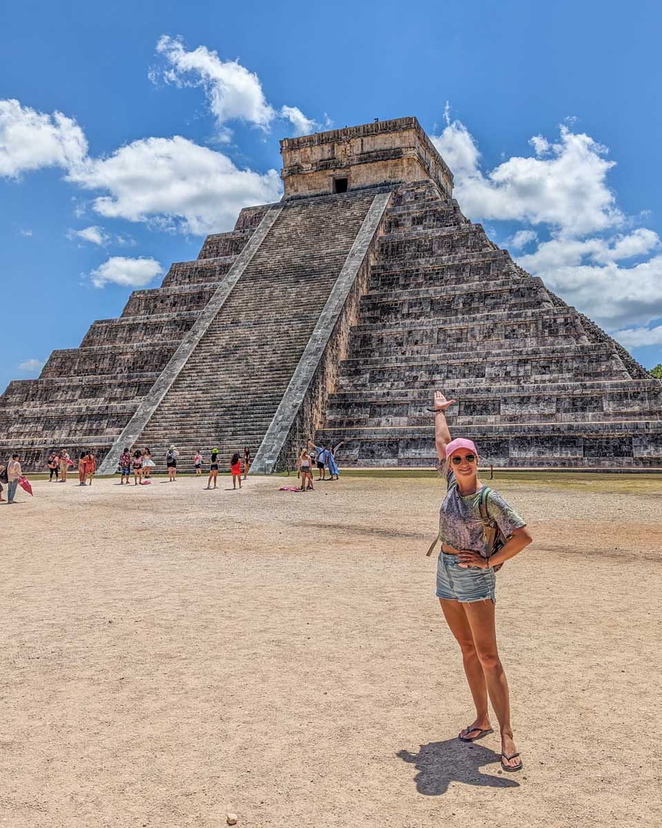 Bailey poses for a photo in front of El Castillo Pyramid at Chichen Itza, Mexico