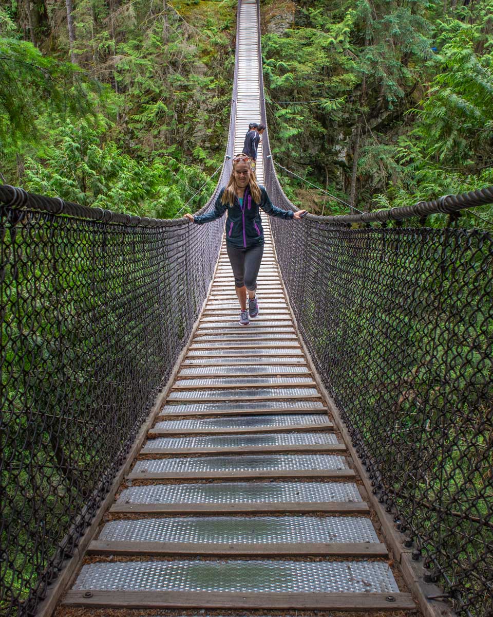 Bailey walks on the Lynn Canyon suspension Bridge, Vancouver