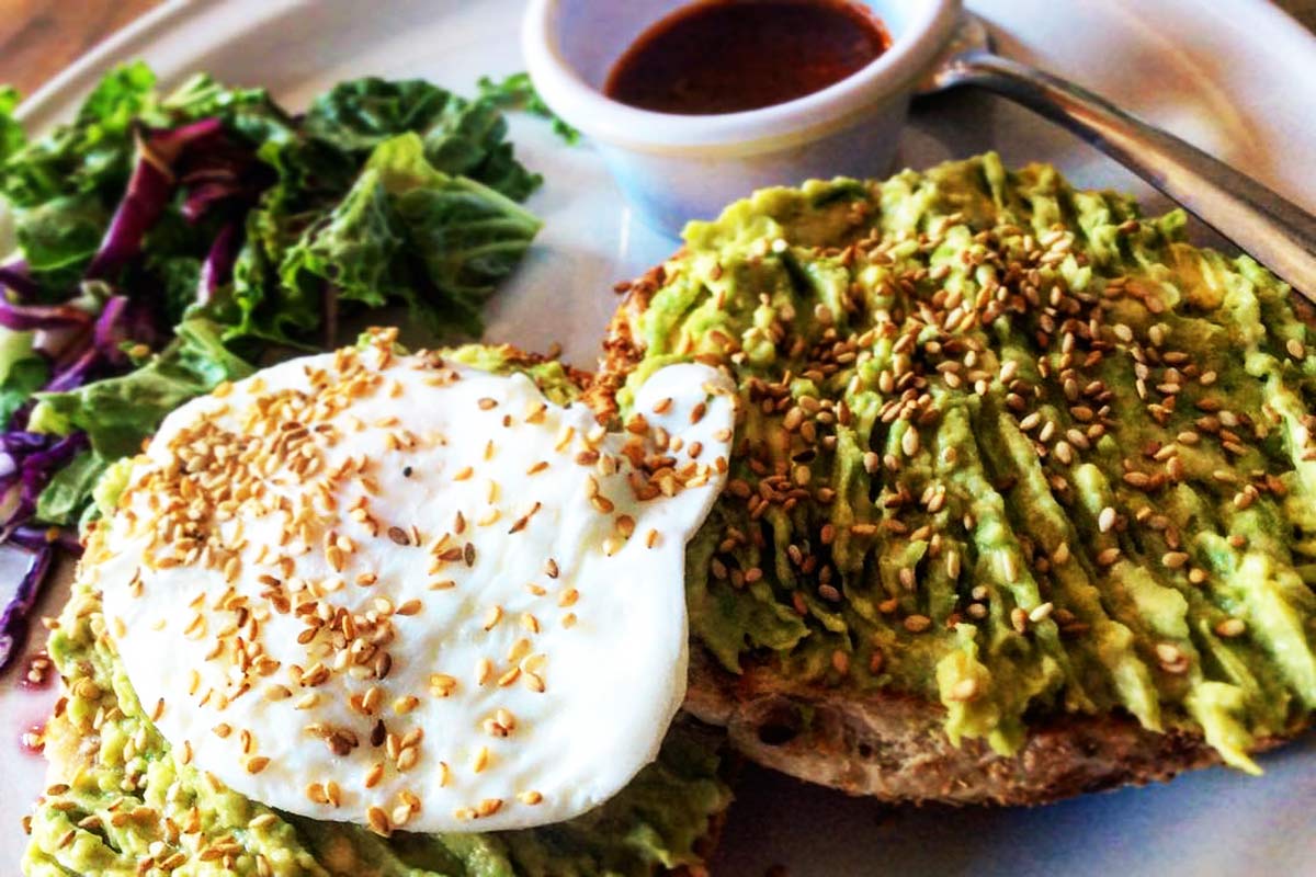 Avocado toast with poached egg from Anchor Cafe in Sayulita, Mexico