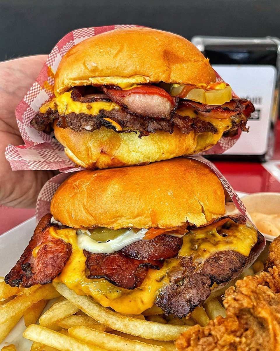 Compton Burgers - two of their famous smash burgers