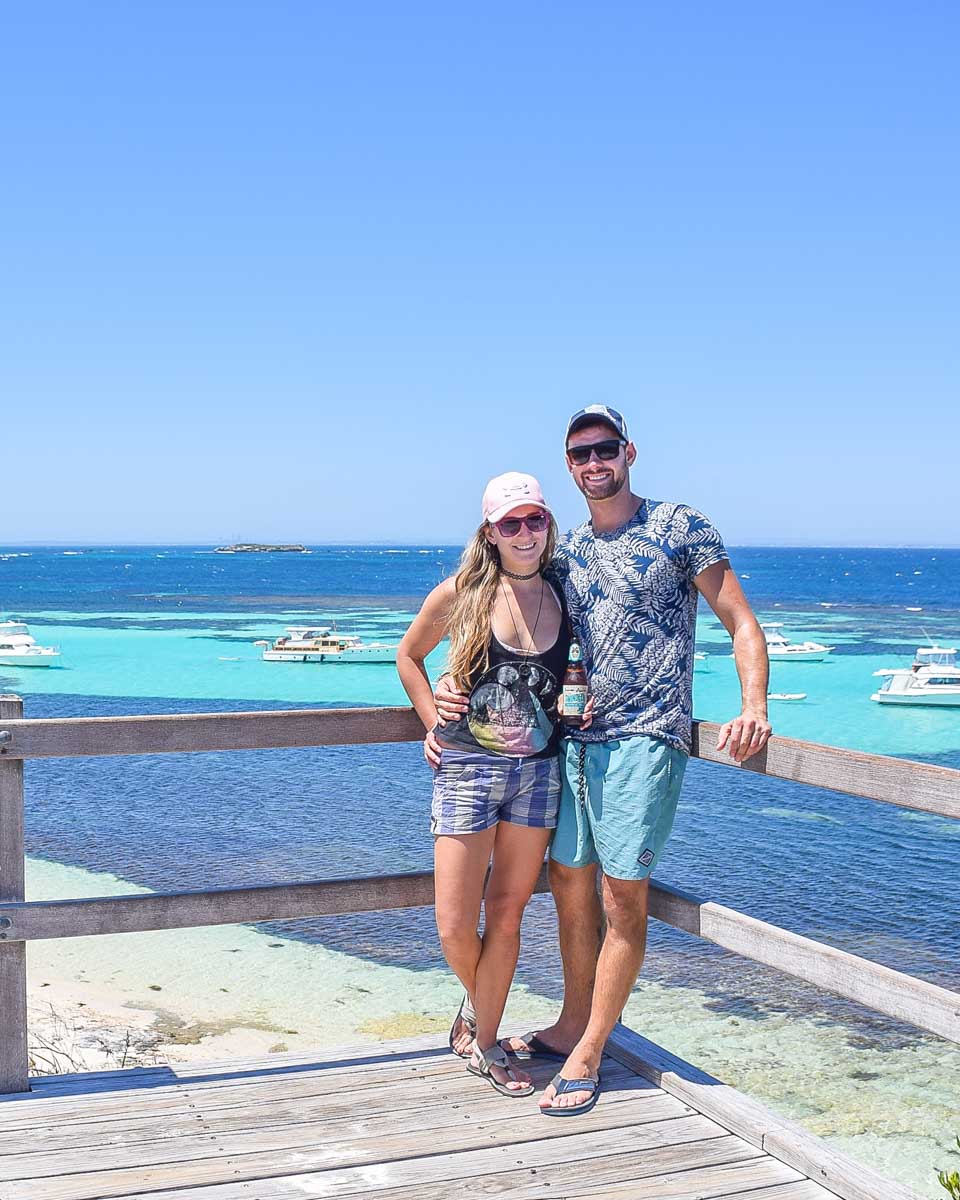 Daniel and Bailey at a famous viewpoint on Rottnest Island