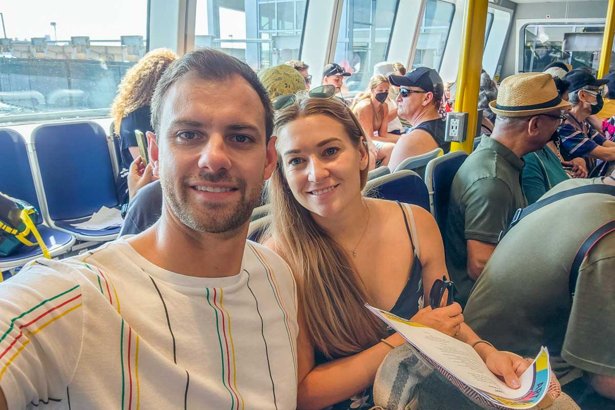 Daniel and Bailey on the Seabus in Vancouver
