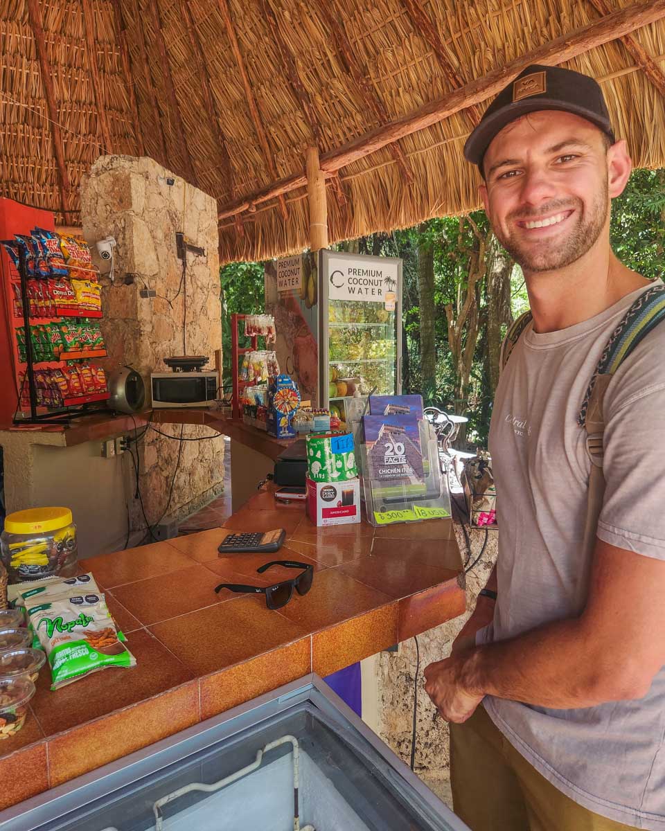 Daniel at one of the shops at Chichen Itza