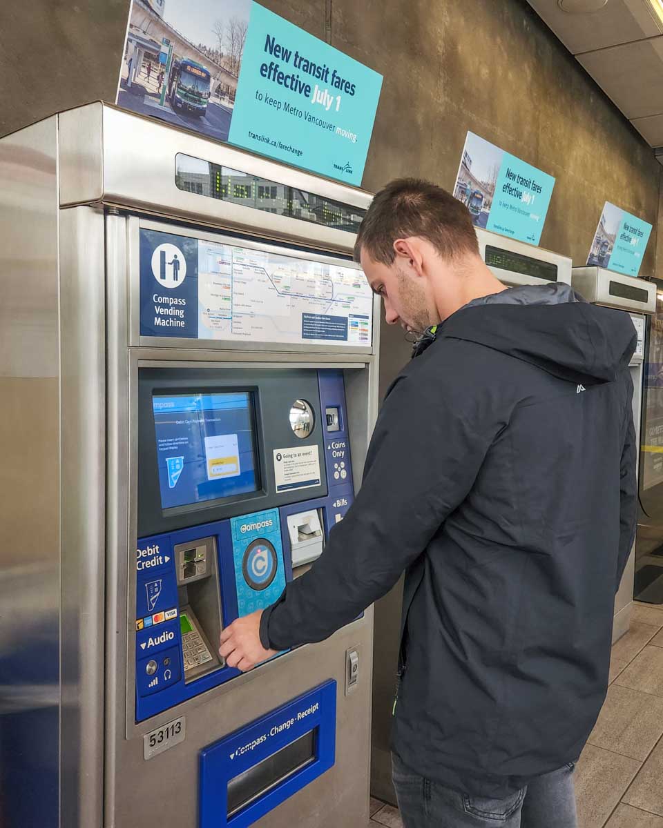 Daniel buys a train ticket to the Richmond Night Market in Vancouver, Canada
