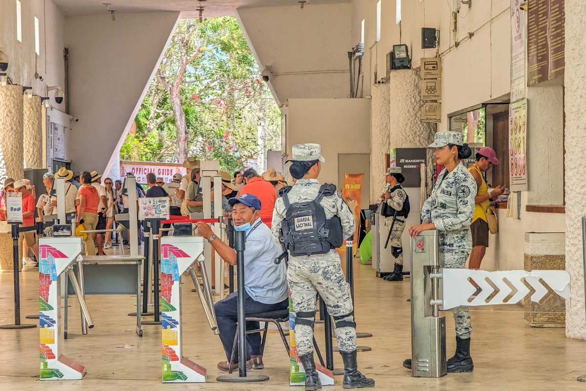 Gaurds at the entrance to Chichen Itza, Mexico