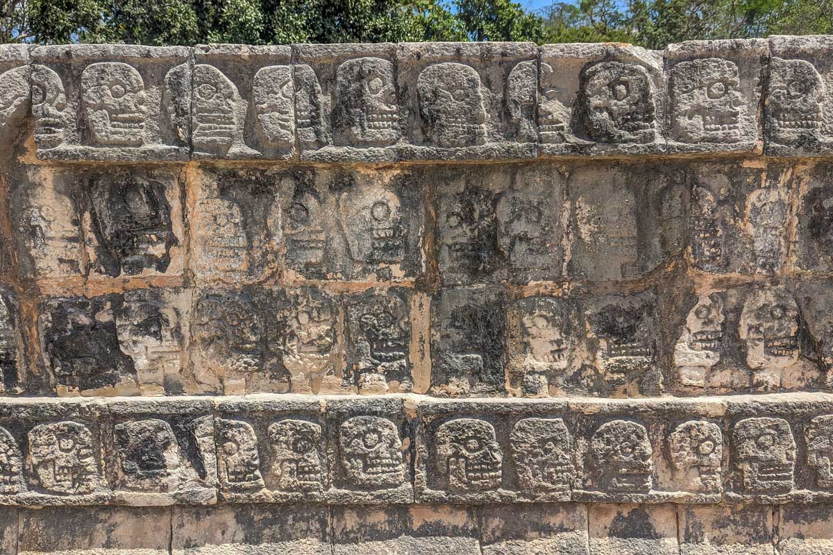 Skull engravings at Chichen Itza, Mexico