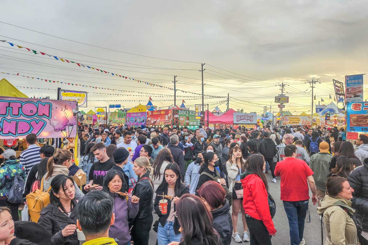 View of the crowd at the Richmond Night Market, Vancouver