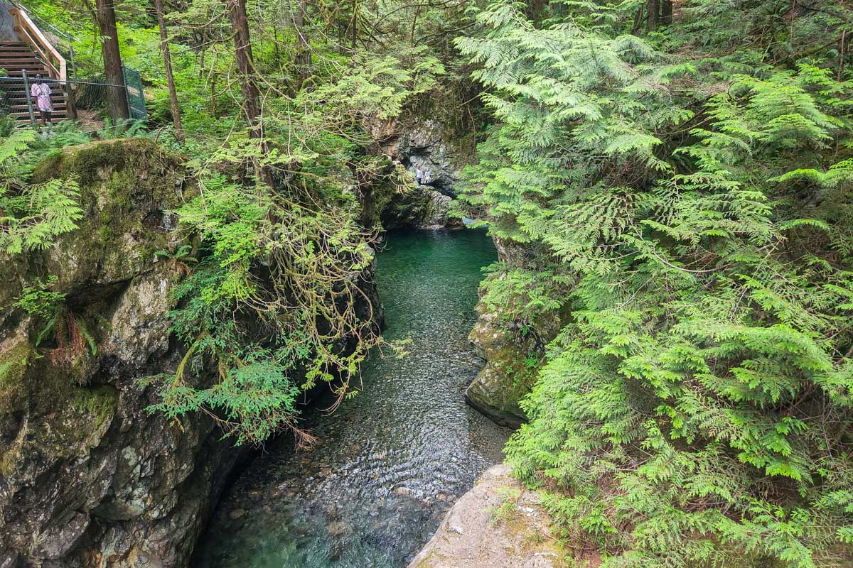 Water runs through Lynn Canyon, Vancouver, Canada