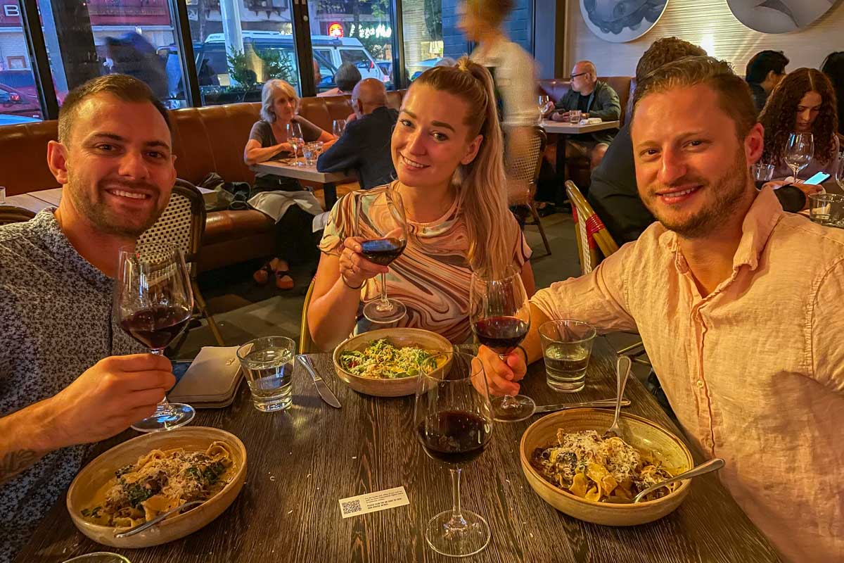 Daniel, Bailey and a friend at Trattoria Kitsilano, Vancouver