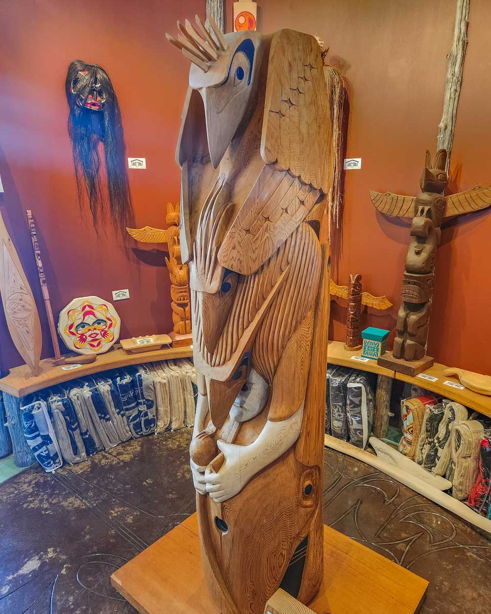 Art display at Cedar House Gallery in Ucluelet