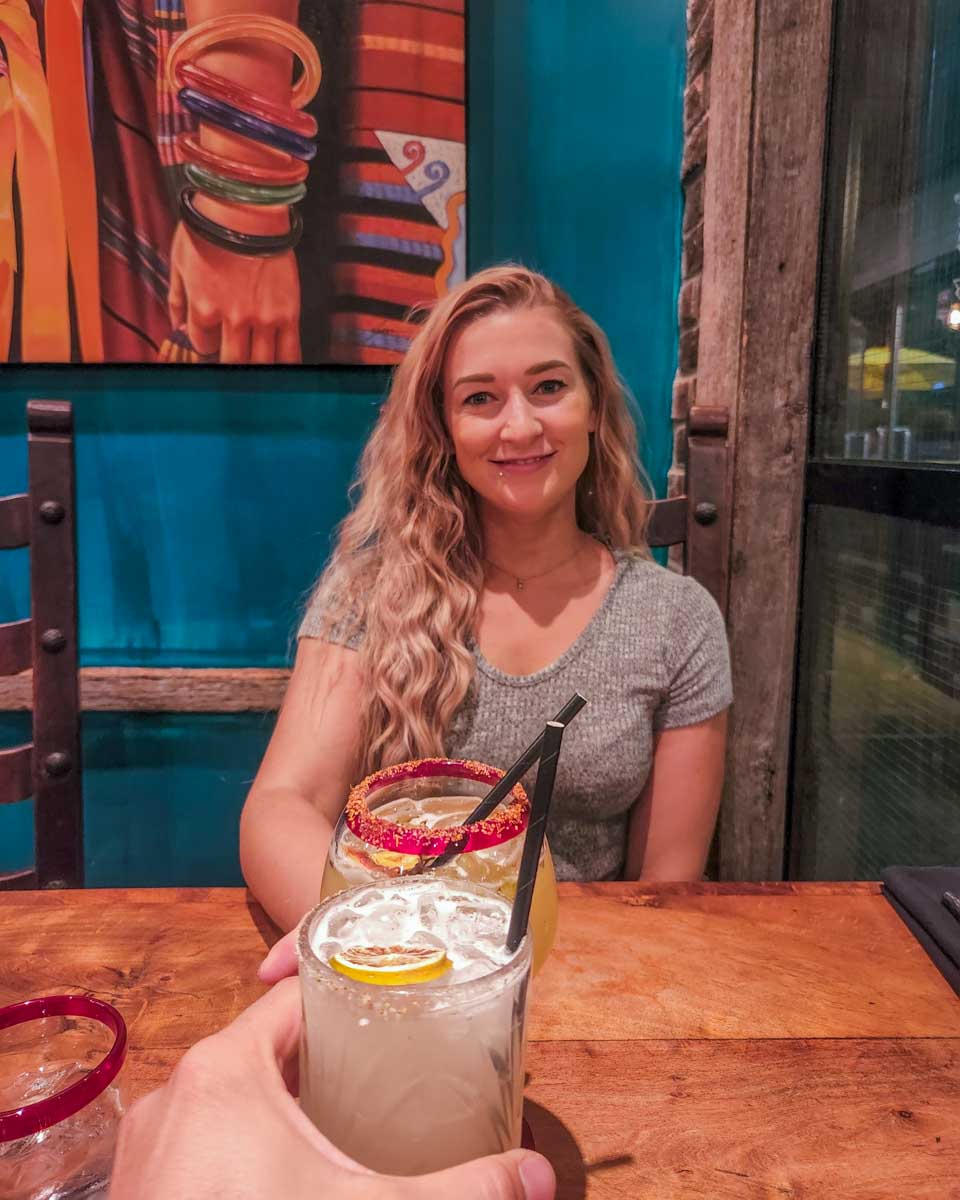 Bailey and Daniel cheers at the Mexican Corner in Whistler