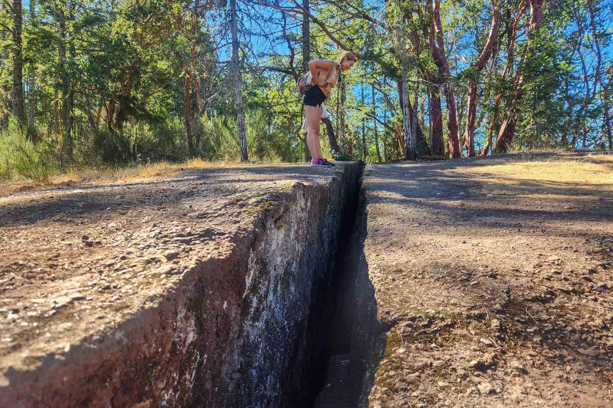 Bailey looks into the Abyss or Extinction Crack in Nanaimo, BC