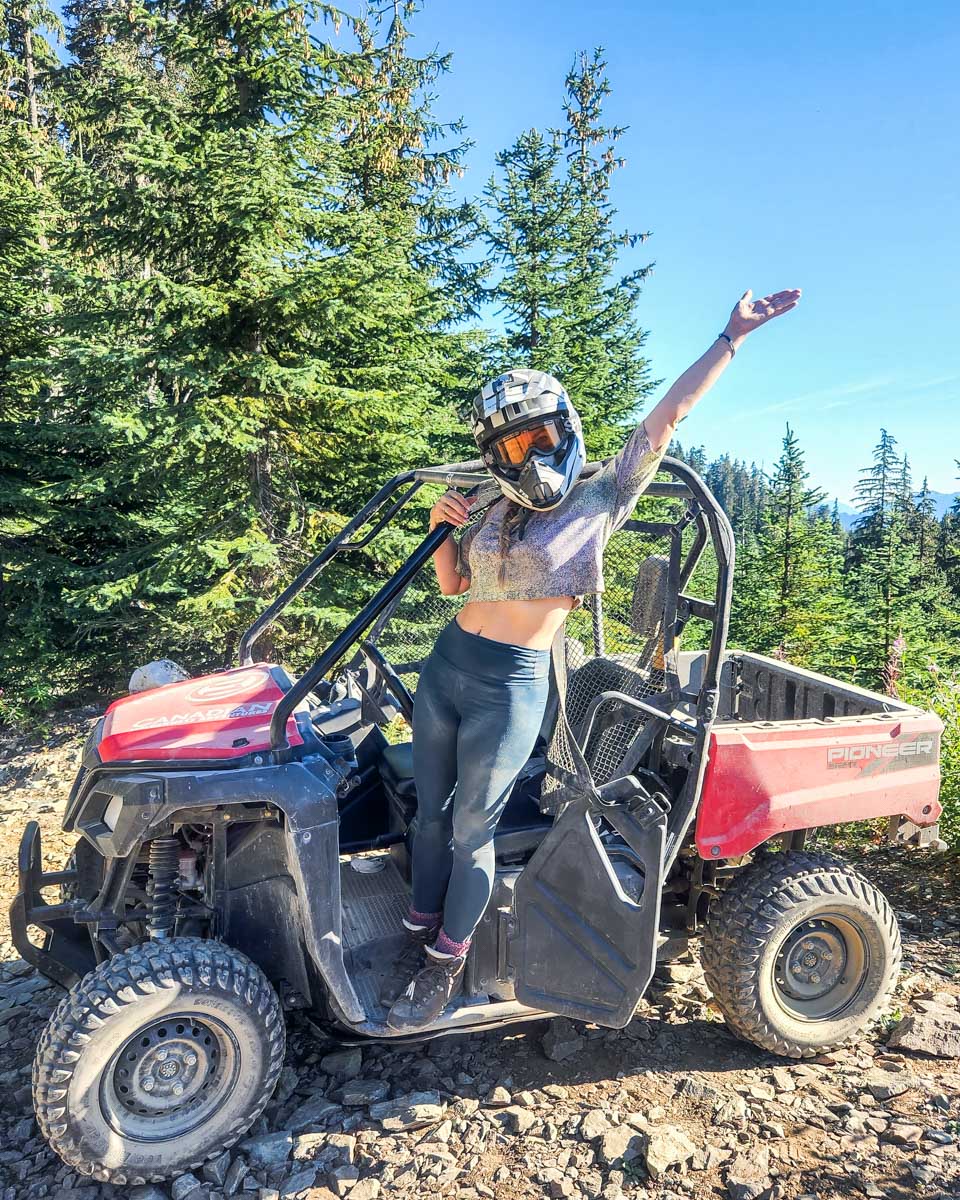 Bailey on an ATV tour in Whistler, BC