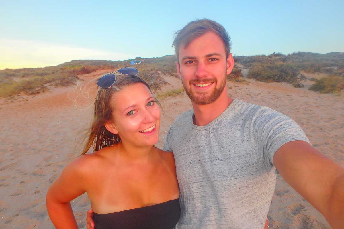 Daniel and Bailey take a selfie in Exmouth, Western Australia