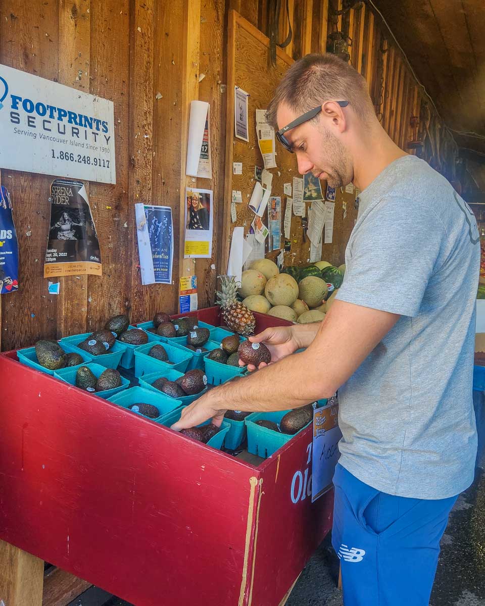 Daniel shops at the The Old Farm Market in Duncan, BC