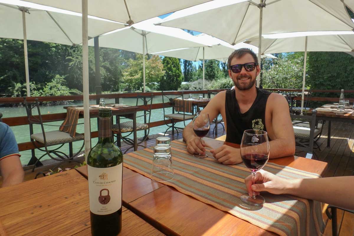 Daniel sips wine in Mendoza, Argentina