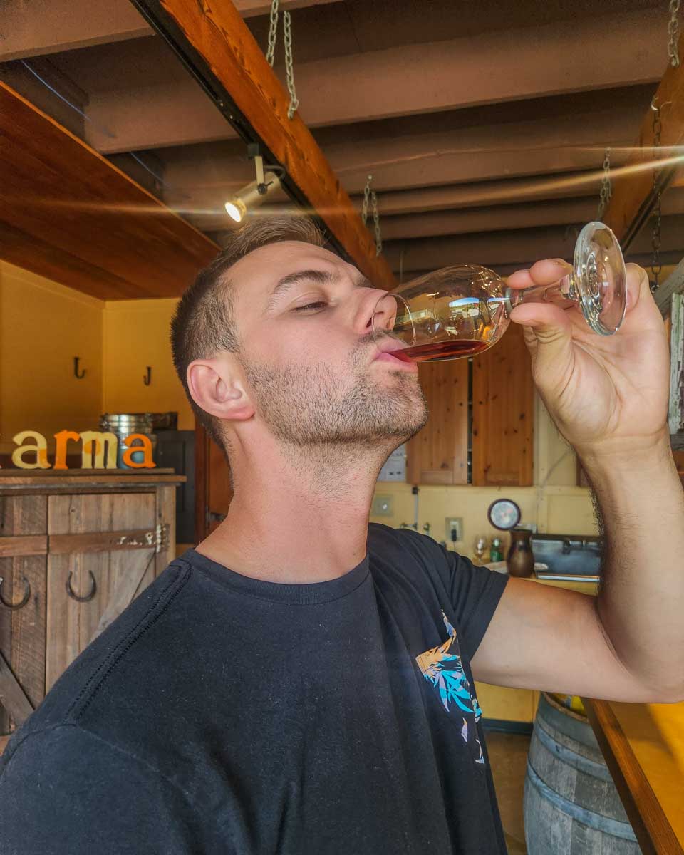 Daniel wine tasting in Duncan, BC