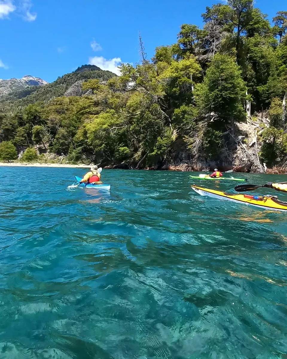 Kayaking in the beautiful lakes of Bariloche, Argentina