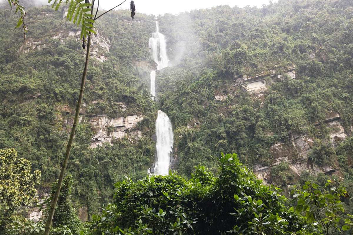 view of La Chorrera waterfall in Bogota, Colombia