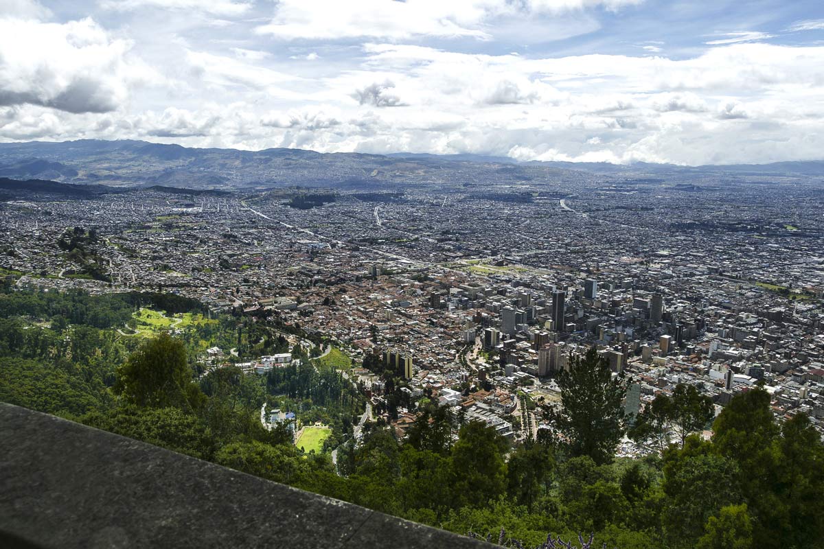 city view from Monserrate Hill in Bogota, Colombia
