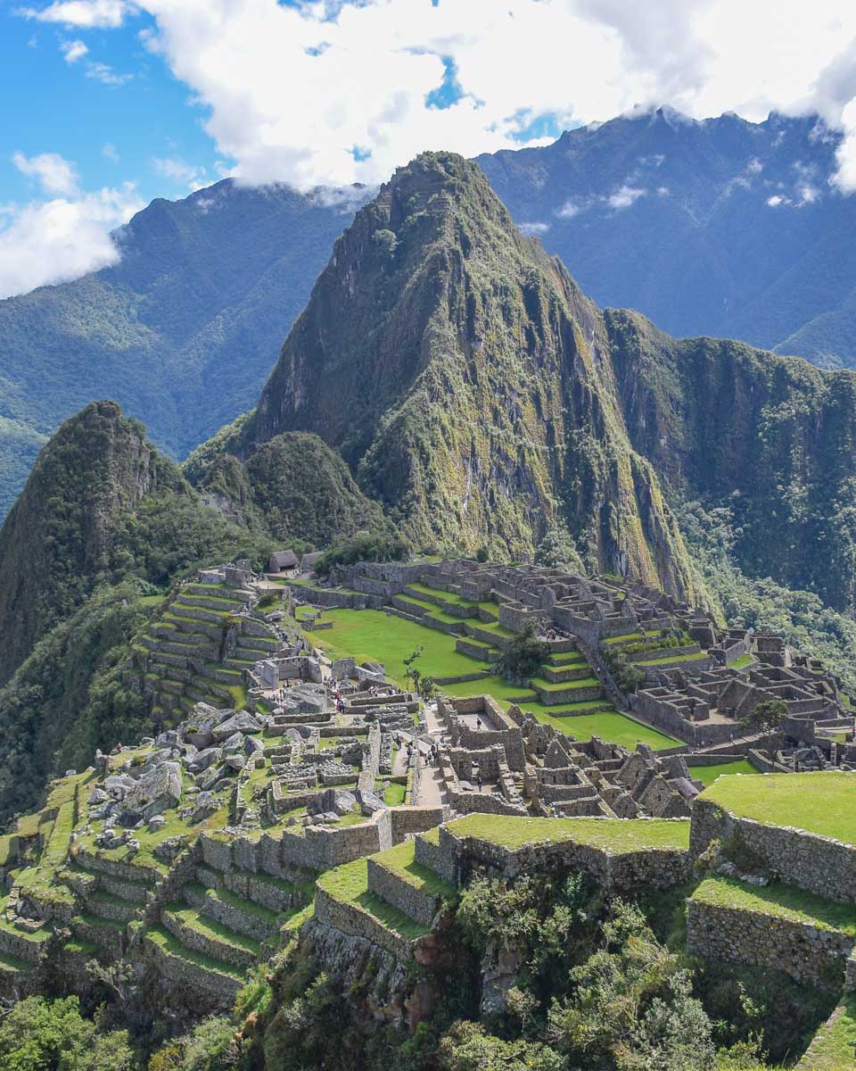 Stunning shot of Machu Picchu from a viewpoint above the Inca site