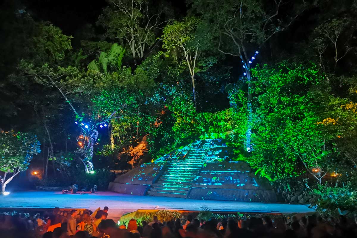 The colorful stage at Rhythms of the Night show in Puerto Vallarta