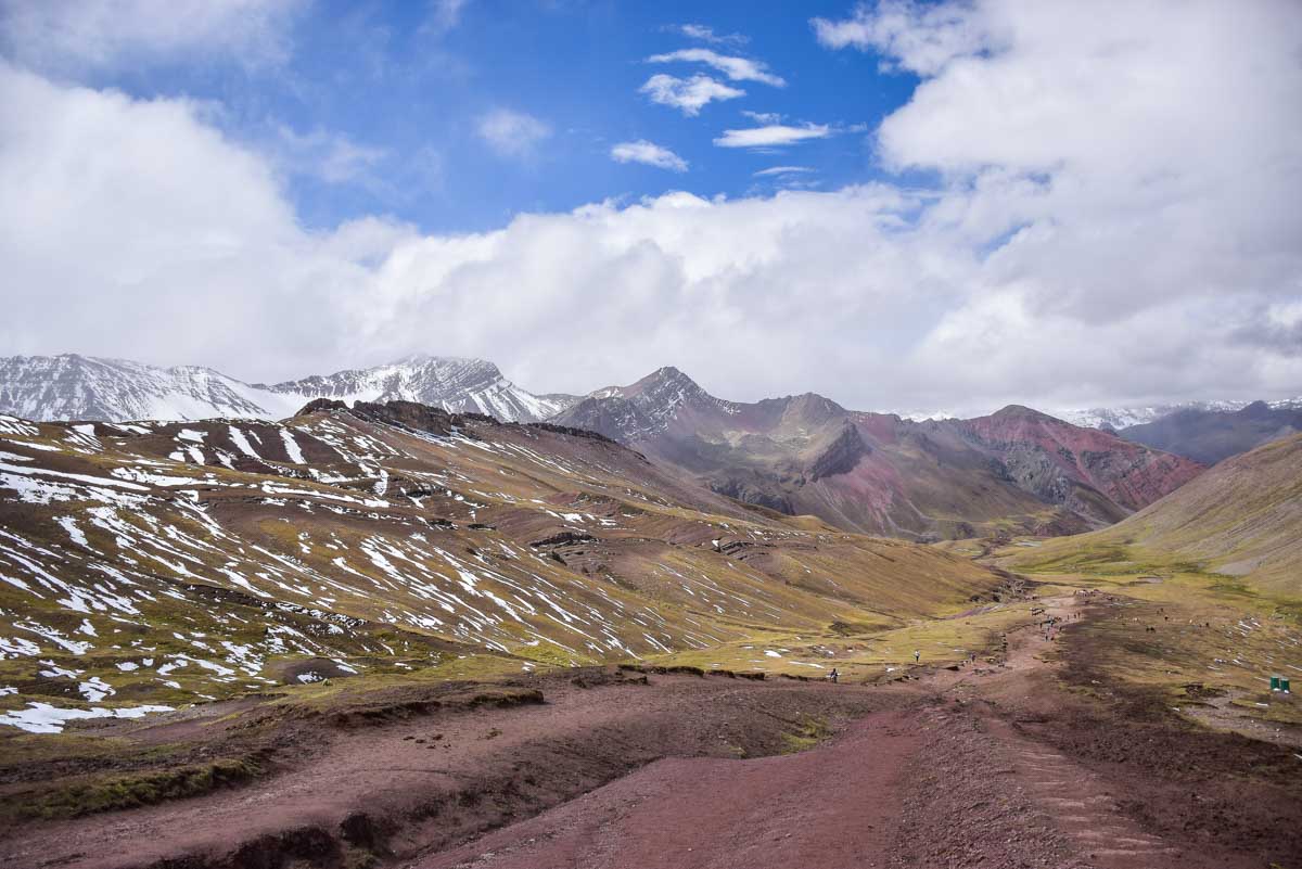 View of the trail that leads up to Rainbow Mountain taken from the summit