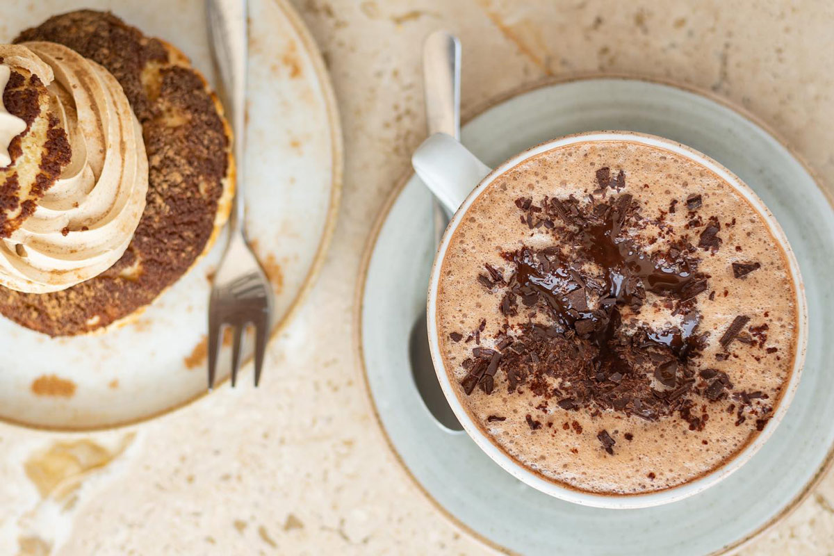 hot chocolate and dessert from Chaqchao Organic Chocolates in Arequipa, Peru