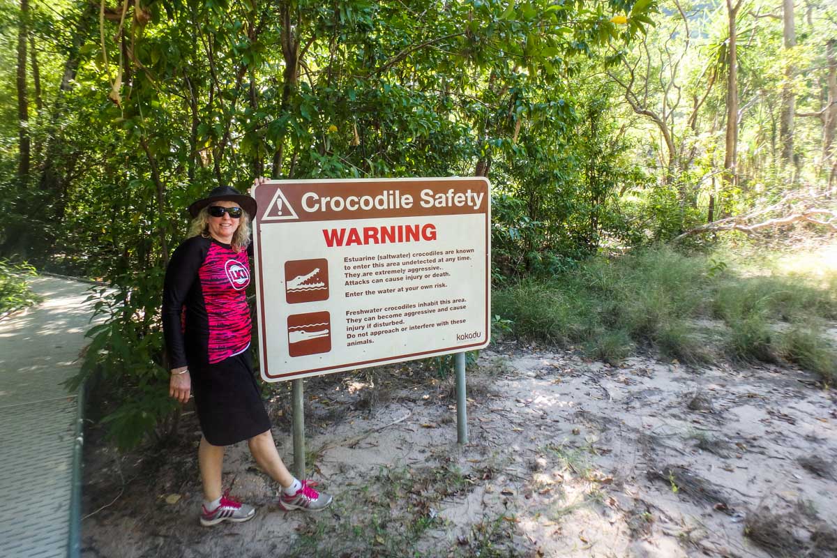 A crocodile safety warning sign in Kakadu National Park