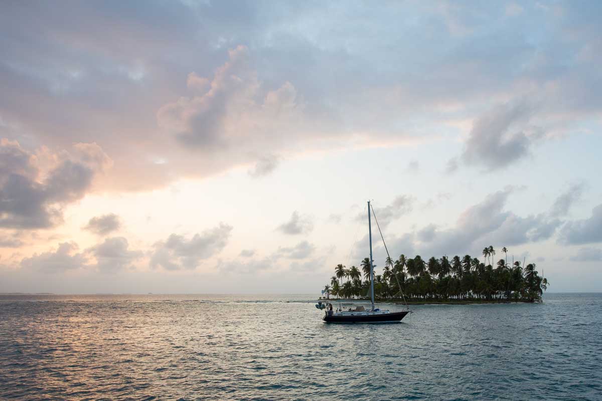 A sailboat in the San Blas Islands
