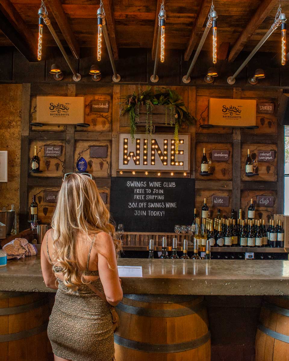 Bailey at a wine bar in Margaret River waiting to taste wine