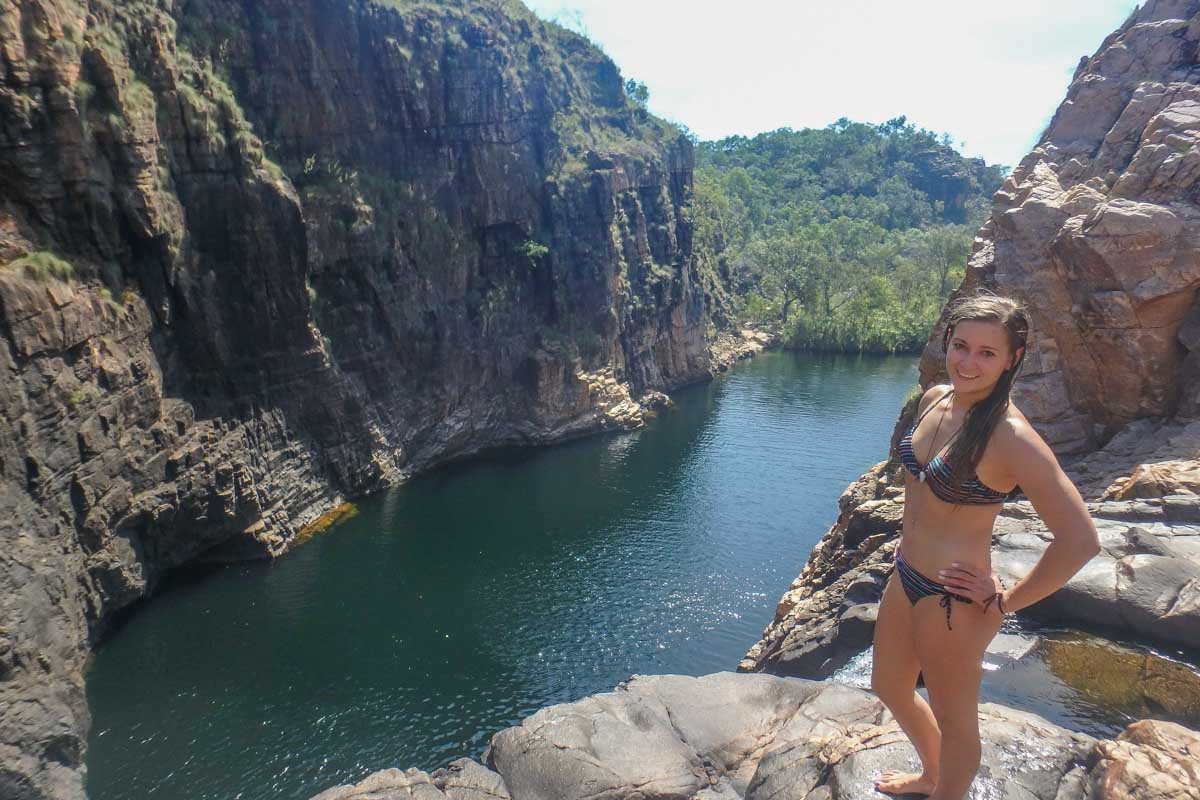 Bailey at the top of Barramundi Gorge in Kakadu National Park