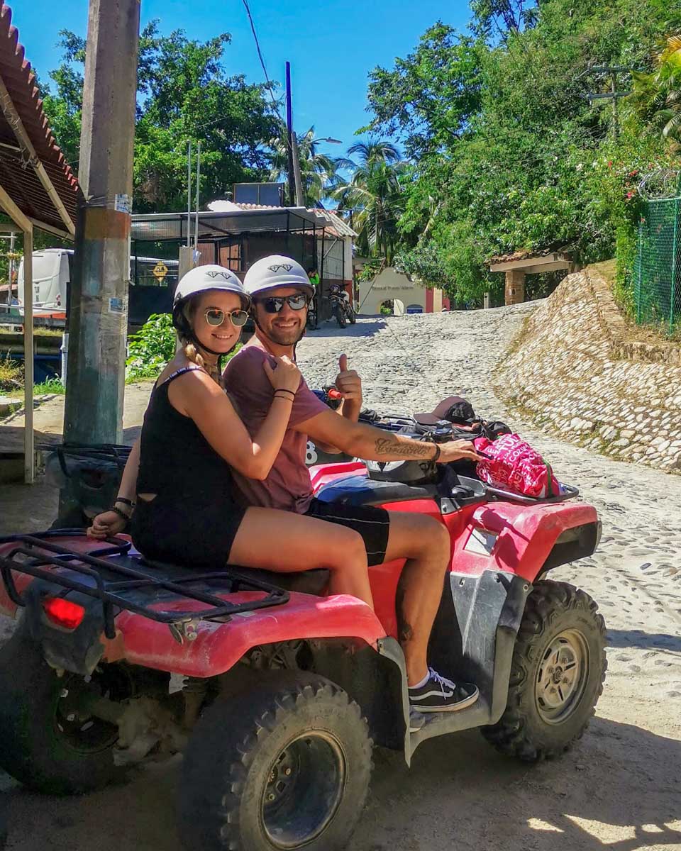 Daniel and Bailey on an ATV on the El Eden ATV Adventure in Puerto Vallarta
