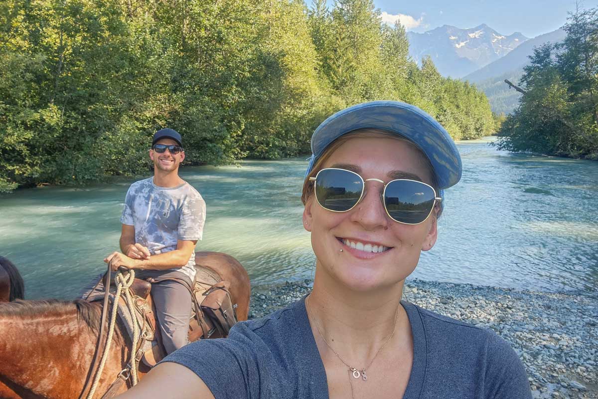 Daniel and Bailey take a selfie in Pemberton, BC