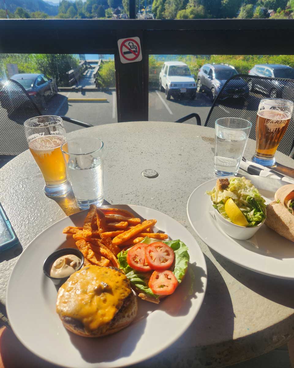 Food and beers at Jake's at the LakeĀ in Lake Cowichan