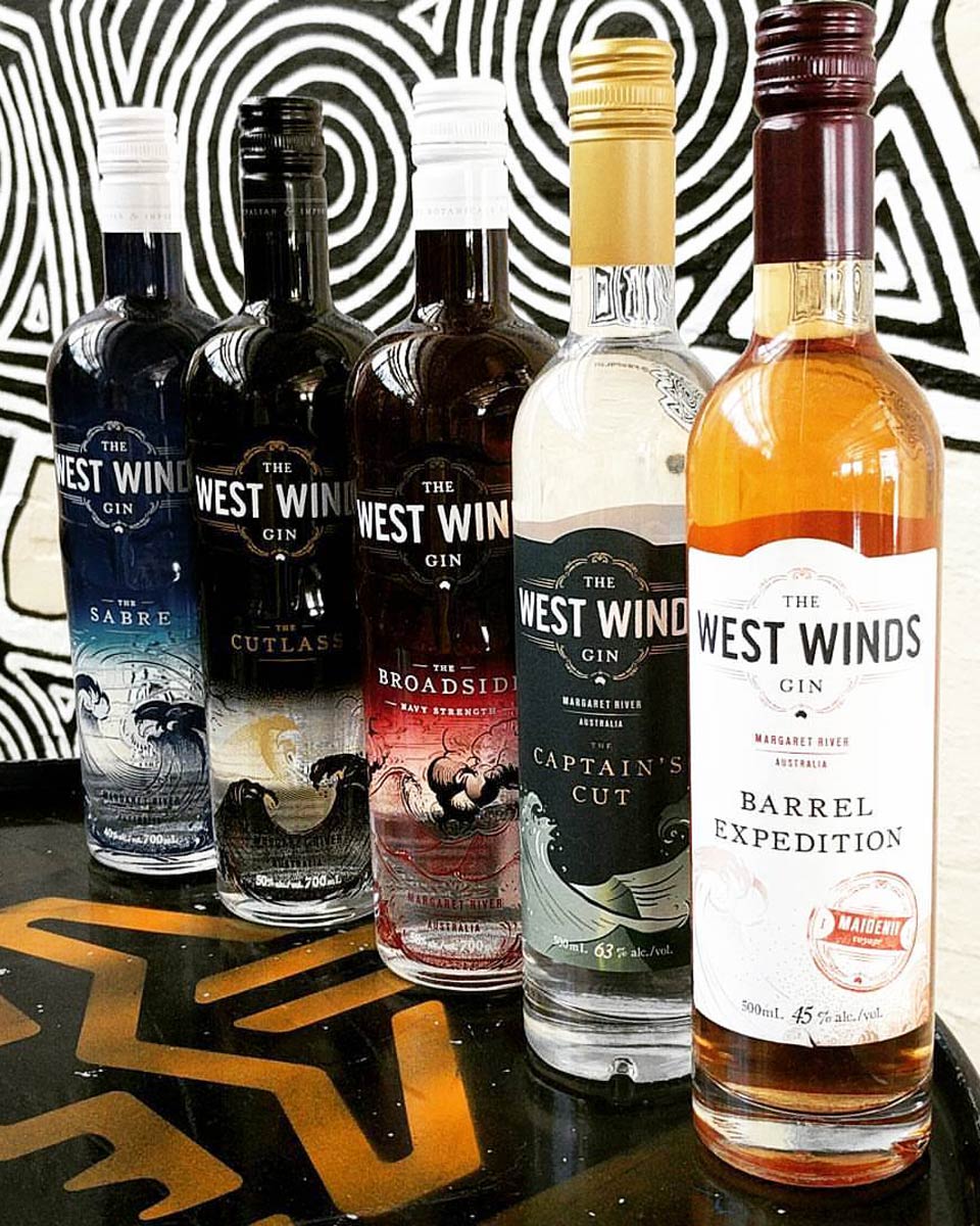 Variety of Gin at Nowhereman Brewing Company in Perth Australia