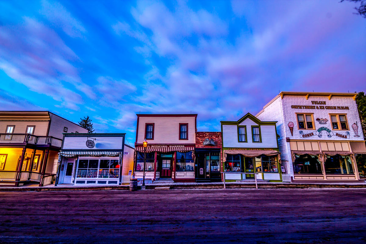 old-fashioned buildings at Heritage Park in Calgary, Alberta, Canada