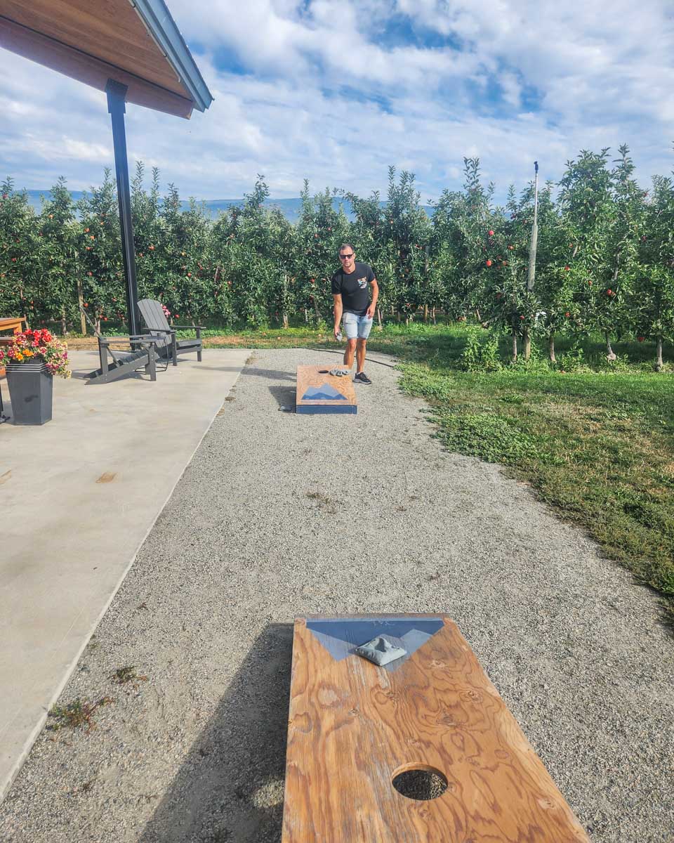 Playing games at Summerland Heritage Cider Company