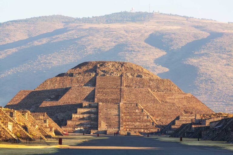 The temples of the sun at sunrise at Teotihuacan, Mexico