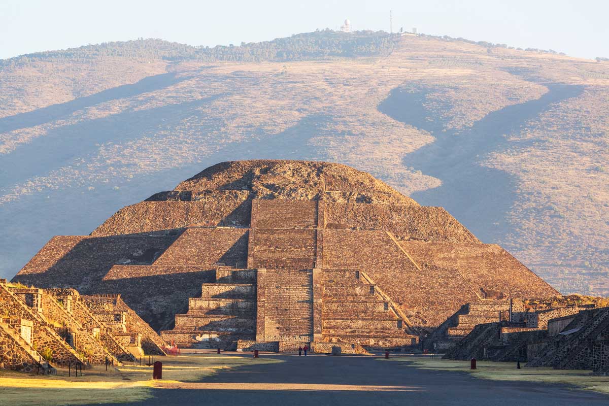The temples of the sun at sunrise at Teotihuacan, Mexico