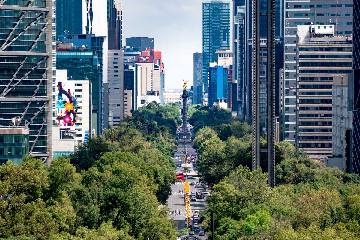 View down La reforma in Mexico City