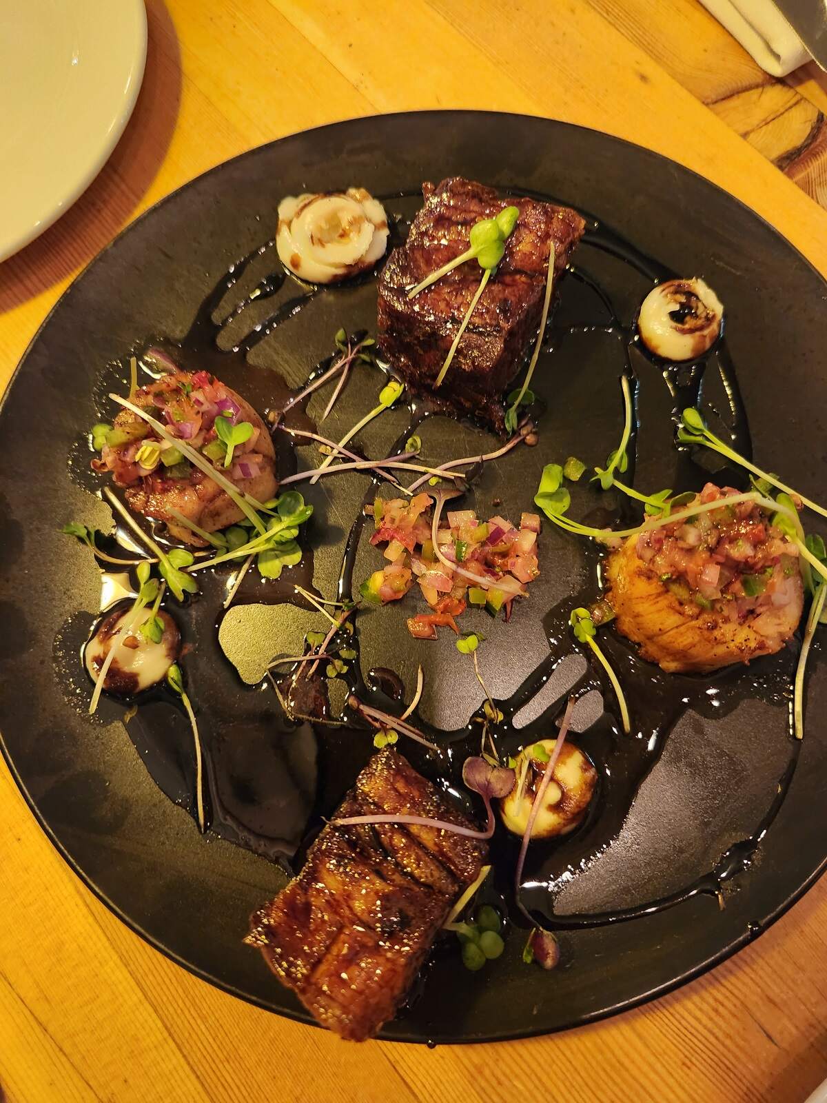 scallop and pork belly appetizer