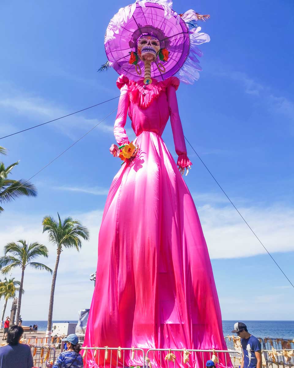 A giant puppet during Día de los Muertos in Puerto Vallarta, Mexico