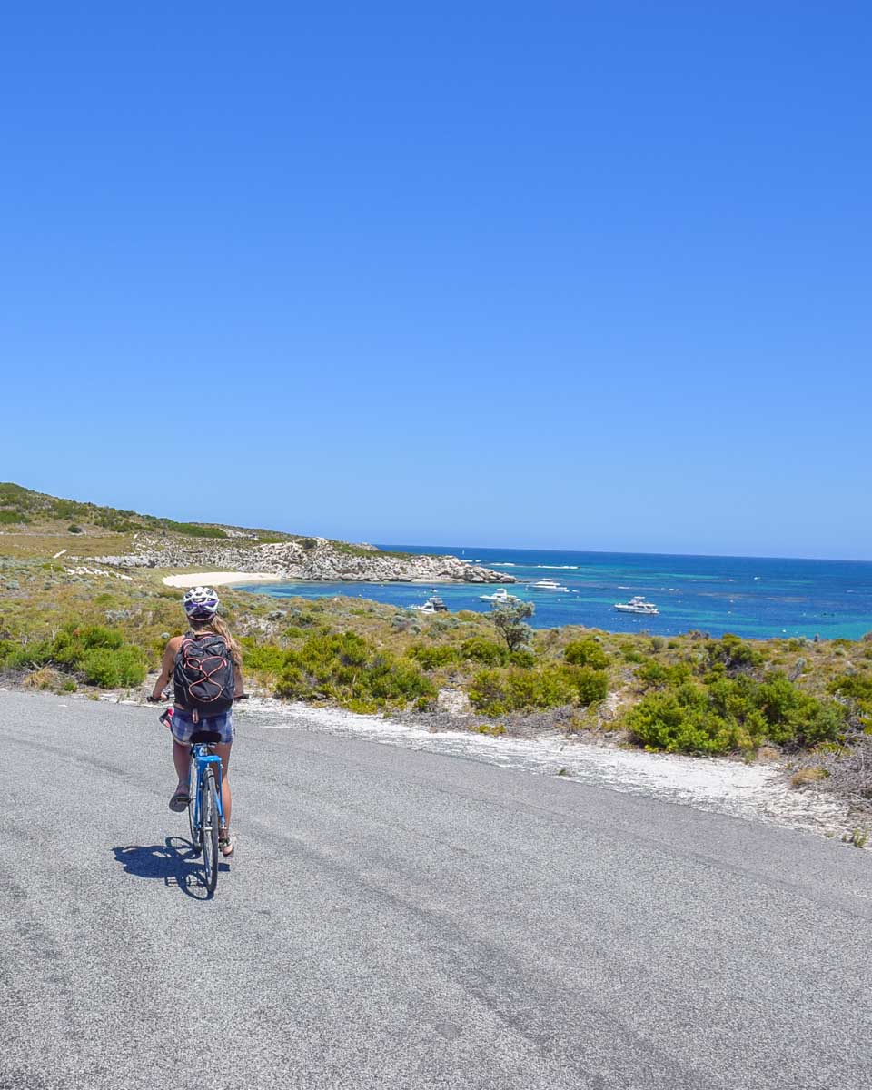 Bailey rides her bike around Rottnest Island Perth