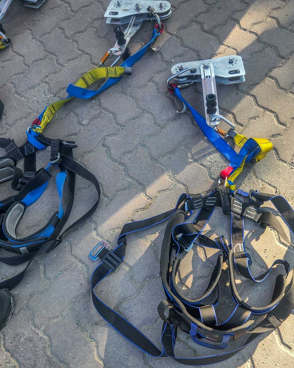 Two zipline harnesses in Whistler